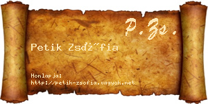 Petik Zsófia névjegykártya